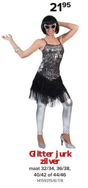 Promoties Glitter jurk zilver - Huismerk - Euroshop - Geldig van 26/01/2024 tot 18/02/2024 bij Euro Shop