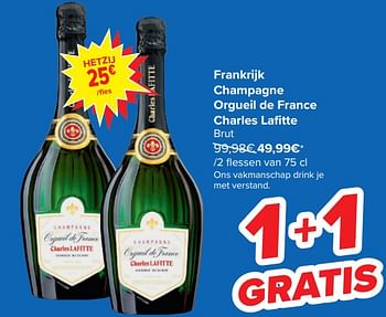 Promoties Frankrijk champagne orgueil de france charles lafitte brut - Champagne - Geldig van 31/01/2024 tot 14/02/2024 bij Carrefour