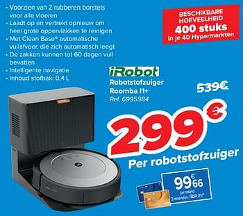 Promoties Irobot robotstofzuiger roomba i1+ - iRobot - Geldig van 31/01/2024 tot 14/02/2024 bij Carrefour
