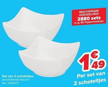 Promoties Set van 2 schoteltjes - Huismerk - Carrefour  - Geldig van 31/01/2024 tot 14/02/2024 bij Carrefour