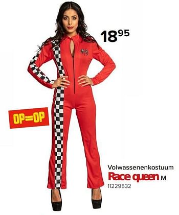 Promoties Volwassenenkostuum race queen - Huismerk - Euroshop - Geldig van 26/01/2024 tot 18/02/2024 bij Euro Shop