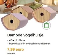 Promoties Bamboe vogelhuisje - Huismerk - Ava - Geldig van 29/01/2024 tot 31/07/2024 bij Ava