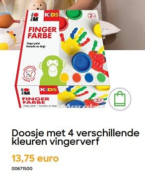 Promoties Doosje met 4 verschillende kleuren vingerverf - Marabu - Geldig van 29/01/2024 tot 31/07/2024 bij Ava