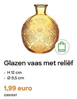 Promoties Glazen vaas met reliëf - Huismerk - Ava - Geldig van 29/01/2024 tot 31/07/2024 bij Ava