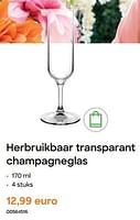 Promoties Herbruikbaar transparant champagneglas - Huismerk - Ava - Geldig van 29/01/2024 tot 31/07/2024 bij Ava
