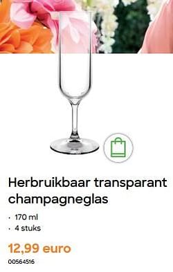 Herbruikbaar transparant champagneglas