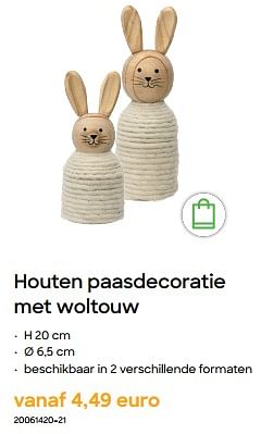 Promoties Houten paasdecoratie met woltouw - Huismerk - Ava - Geldig van 29/01/2024 tot 31/07/2024 bij Ava