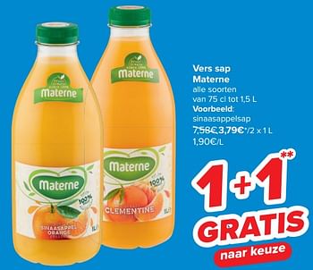 Promoties Vers sap materne sinaasappelsap - Materne - Geldig van 31/01/2024 tot 14/02/2024 bij Carrefour