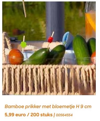 Promoties Bamboe prikker met bloemetje - Huismerk - Ava - Geldig van 29/01/2024 tot 31/07/2024 bij Ava