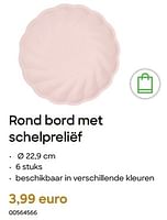 Promoties Rond bord met schelpreliëf - Huismerk - Ava - Geldig van 29/01/2024 tot 31/07/2024 bij Ava