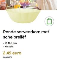 Promoties Ronde serveerkom met schelpreliëf - Huismerk - Ava - Geldig van 29/01/2024 tot 31/07/2024 bij Ava