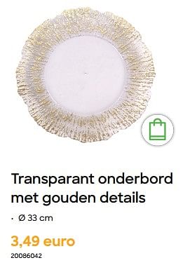 Promoties Transparant onderbord met gouden details - Huismerk - Ava - Geldig van 29/01/2024 tot 31/07/2024 bij Ava