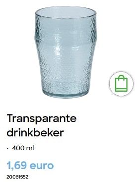 Promotions Transparante drinkbeker - Produit Maison - Ava - Valide de 29/01/2024 à 31/07/2024 chez Ava