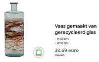 Promoties Vaas gemaakt van gerecycleerd glas - Huismerk - Ava - Geldig van 29/01/2024 tot 31/07/2024 bij Ava
