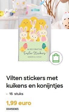 Promotions Vilten stickers met kuikens en konijntjes - Produit Maison - Ava - Valide de 29/01/2024 à 31/07/2024 chez Ava