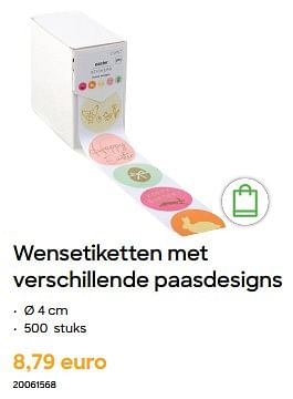 Promoties Wensetiketten met verschillende paasdesigns - Huismerk - Ava - Geldig van 29/01/2024 tot 31/07/2024 bij Ava
