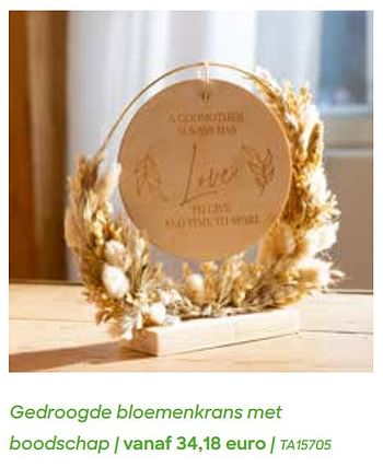 Promoties Gedroogde bloemenkrans met boodschap - Huismerk - Ava - Geldig van 29/01/2024 tot 31/07/2024 bij Ava