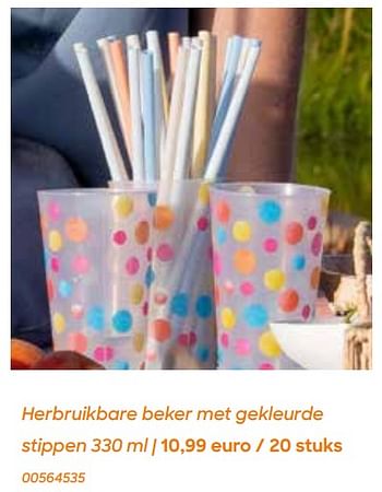 Promoties Herbruikbare beker met gekleurde stippen - Huismerk - Ava - Geldig van 29/01/2024 tot 31/07/2024 bij Ava