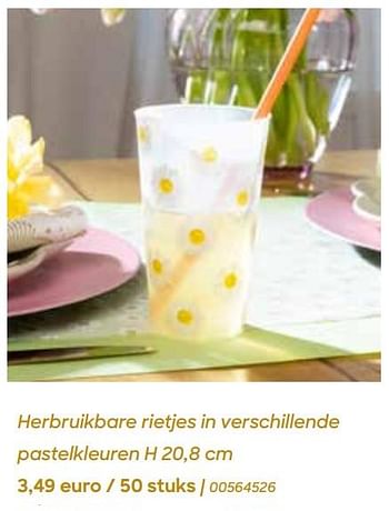 Promoties Herbruikbare rietjes in verschillende pastelkleuren - Huismerk - Ava - Geldig van 29/01/2024 tot 31/07/2024 bij Ava