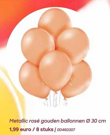 Promotions Metallic rosé gouden ballonnen - Produit Maison - Ava - Valide de 29/01/2024 à 31/07/2024 chez Ava