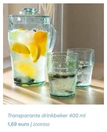 Promoties Transparante drinkbeker - Huismerk - Ava - Geldig van 29/01/2024 tot 31/07/2024 bij Ava