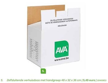 Promoties Zelfsluitende verhuisdoos met handgreep - Huismerk - Ava - Geldig van 29/01/2024 tot 31/07/2024 bij Ava