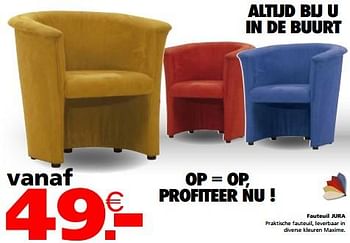 Promoties Fauteuil jura - Huismerk - Seats and Sofas - Geldig van 01/02/2024 tot 25/02/2024 bij Seats and Sofas
