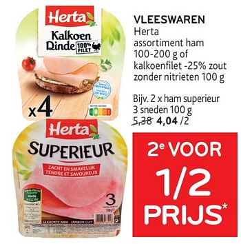 Promoties Vleeswaren herta 2e voor 1-2 prijs - Herta - Geldig van 31/01/2024 tot 13/02/2024 bij Alvo