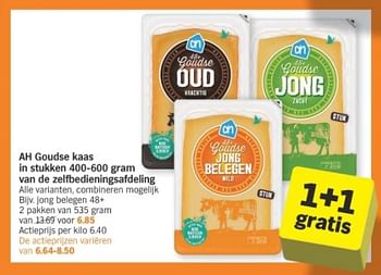 Promoties Ah goudse kaas jong belegen 48+ - Huismerk - Albert Heijn - Geldig van 29/01/2024 tot 04/02/2024 bij Albert Heijn