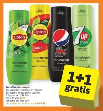 Promoties Sodastream siropen lipton ice tea green sodamix - Sodastream - Geldig van 29/01/2024 tot 04/02/2024 bij Albert Heijn