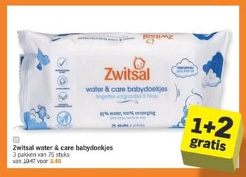Promoties Zwitsal water + care babydoekjes - Zwitsal - Geldig van 29/01/2024 tot 04/02/2024 bij Albert Heijn
