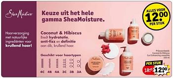 Promoties Coconut + hibiscus curl enhancing smoothie - Shea Moisture - Geldig van 29/01/2024 tot 11/02/2024 bij Kruidvat