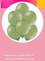 Promotions Ballons vert romarin - Produit Maison - Ava - Valide de 29/01/2024 à 31/07/2024 chez Ava