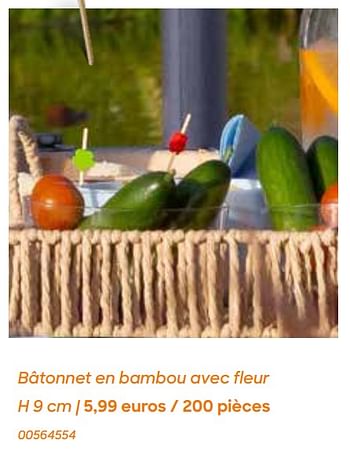Promotions Bâtonnet en bambou avec fleur - Produit Maison - Ava - Valide de 29/01/2024 à 31/07/2024 chez Ava