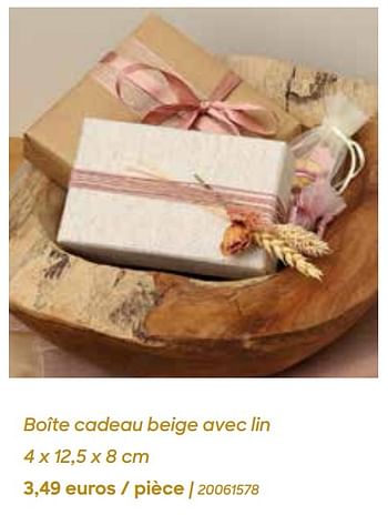 Promotions Boîte cadeau beige avec lin - Produit Maison - Ava - Valide de 29/01/2024 à 31/07/2024 chez Ava