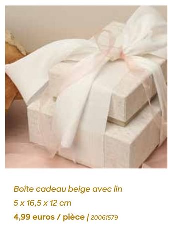 Promoties Boîte cadeau beige avec lin - Huismerk - Ava - Geldig van 29/01/2024 tot 31/07/2024 bij Ava