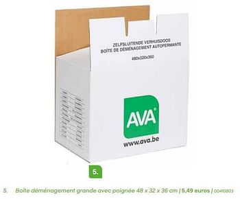 Promotions Boîte déménagement grande avec poignée - Produit Maison - Ava - Valide de 29/01/2024 à 31/07/2024 chez Ava