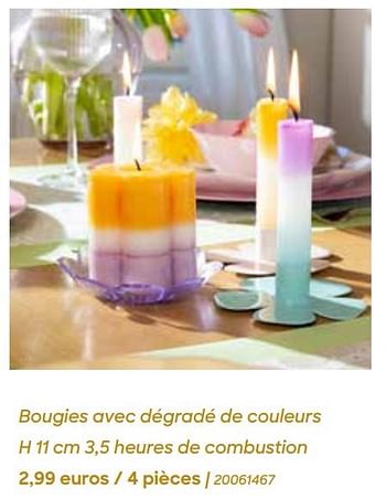 Promoties Bougies avec dégradé de couleurs - Huismerk - Ava - Geldig van 29/01/2024 tot 31/07/2024 bij Ava