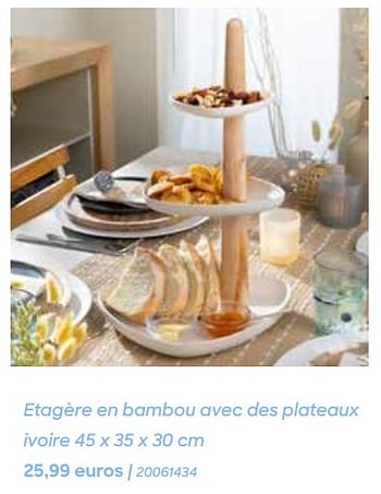 Promotions Etagère en bambou avec des plateaux ivoire - Produit Maison - Ava - Valide de 29/01/2024 à 31/07/2024 chez Ava