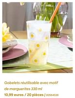 Promotions Gobelets réutilisable avec motif de marguerites - Produit Maison - Ava - Valide de 29/01/2024 à 31/07/2024 chez Ava