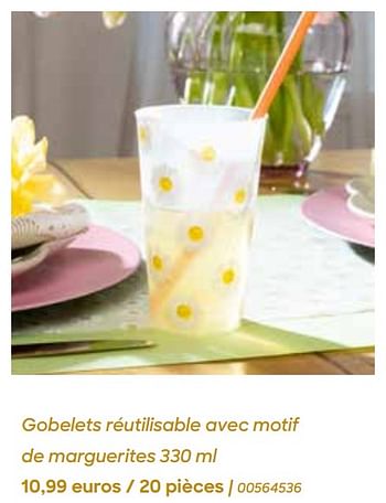 Promoties Gobelets réutilisable avec motif de marguerites - Huismerk - Ava - Geldig van 29/01/2024 tot 31/07/2024 bij Ava