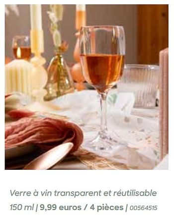 Promotions Verre à vin transparent et réutilisable - Produit Maison - Ava - Valide de 29/01/2024 à 31/07/2024 chez Ava