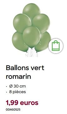 Promotions Ballons vert romarin - Produit Maison - Ava - Valide de 29/01/2024 à 31/07/2024 chez Ava