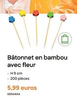 Promotions Bâtonnet en bambou avec fleur - Produit Maison - Ava - Valide de 29/01/2024 à 31/07/2024 chez Ava