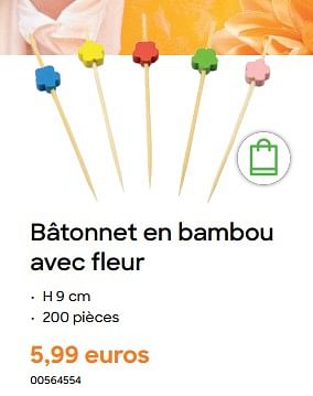 Promoties Bâtonnet en bambou avec fleur - Huismerk - Ava - Geldig van 29/01/2024 tot 31/07/2024 bij Ava