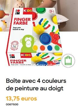 Promoties Boîte avec 4 couleurs de peinture au doigt - Marabu - Geldig van 29/01/2024 tot 31/07/2024 bij Ava