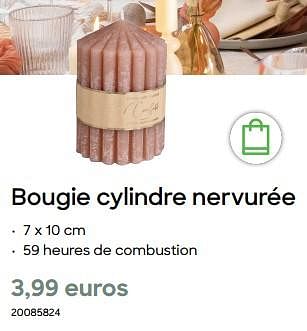 Promoties Bougie cylindre nervurée - Huismerk - Ava - Geldig van 29/01/2024 tot 31/07/2024 bij Ava