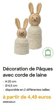 Promotions Décoration de pâques avec corde de laine - Produit Maison - Ava - Valide de 29/01/2024 à 31/07/2024 chez Ava
