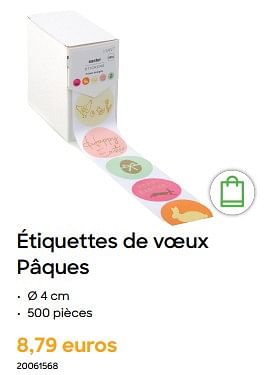 Promotions Étiquettes de voeux pâques - Produit Maison - Ava - Valide de 29/01/2024 à 31/07/2024 chez Ava