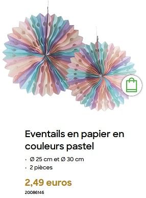Promoties Eventails en papier en couleurs pastel - Huismerk - Ava - Geldig van 29/01/2024 tot 31/07/2024 bij Ava